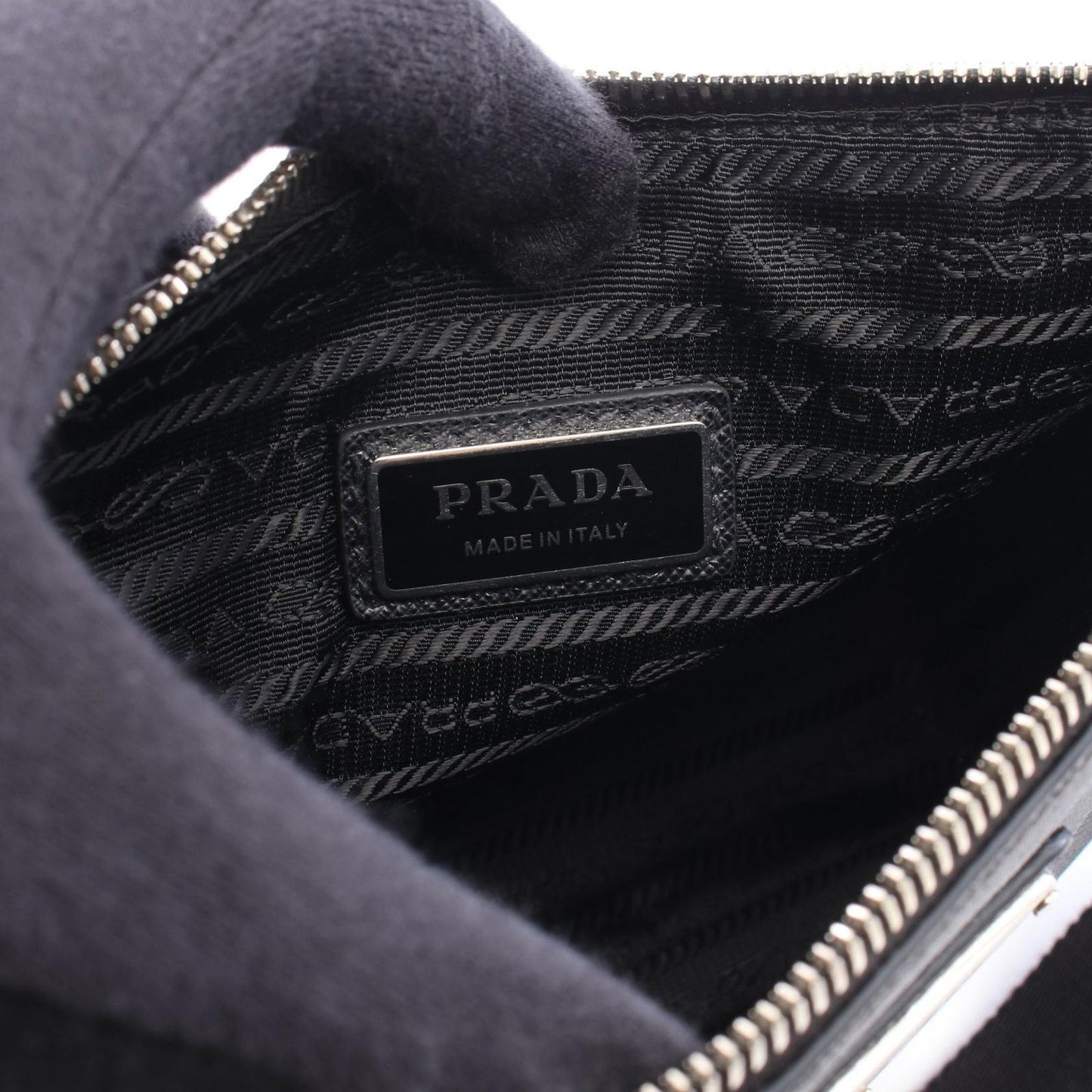 Prada Shoulder Bag Saffiano Travel Black Leather Triangle Logo — view 4
