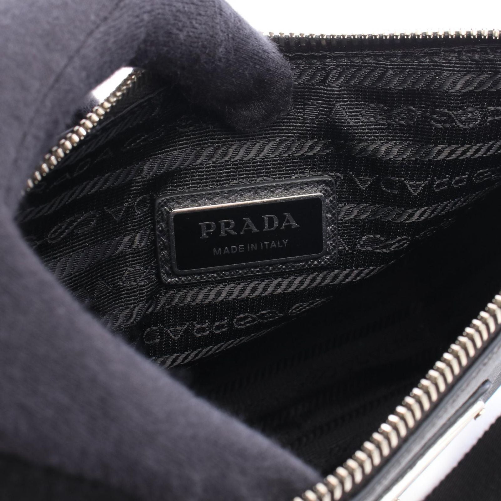 Prada Shoulder Bag Saffiano Travel Black Leather Triangle Logo — view 4