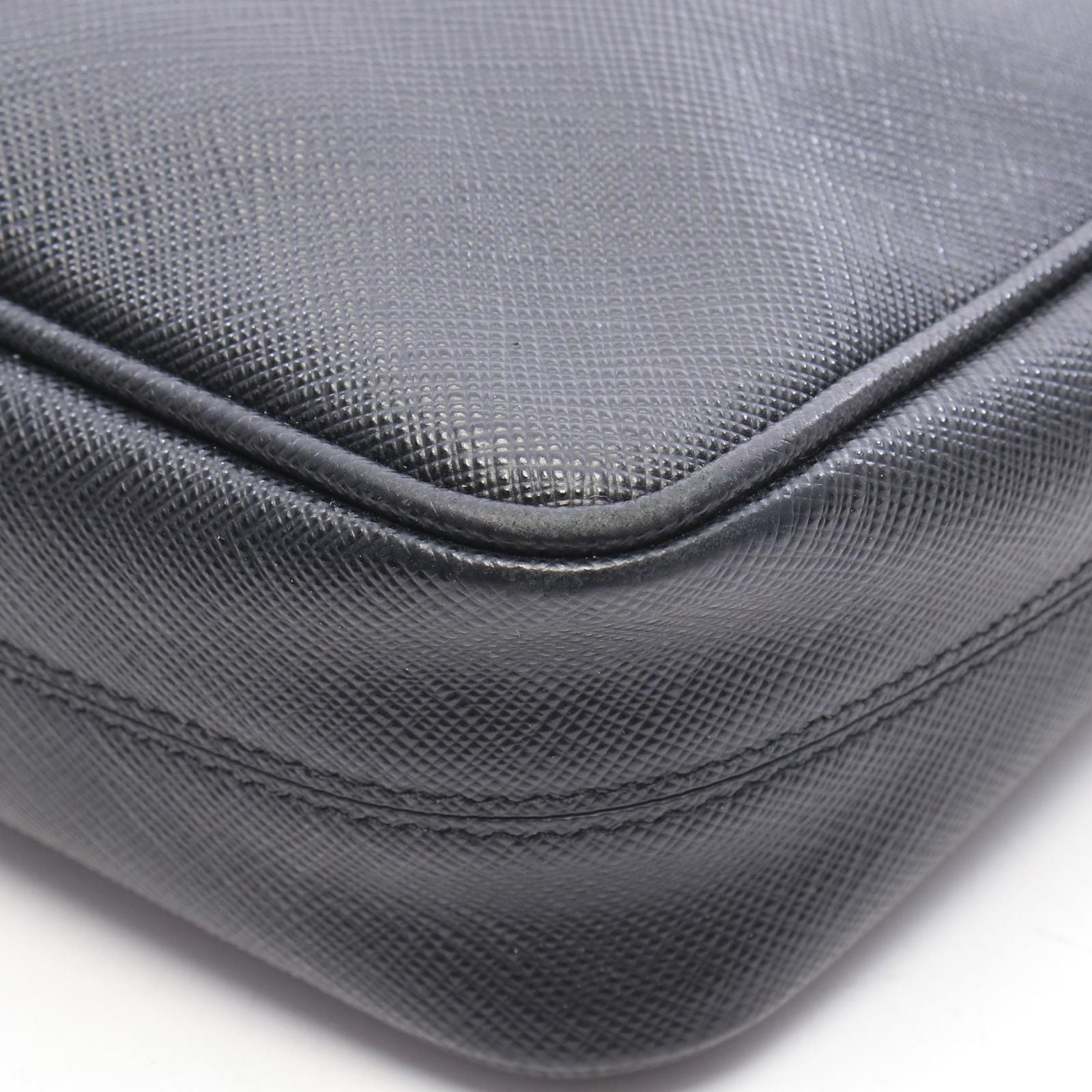 Prada Shoulder Bag Saffiano Travel Black Leather Triangle Logo — view 5