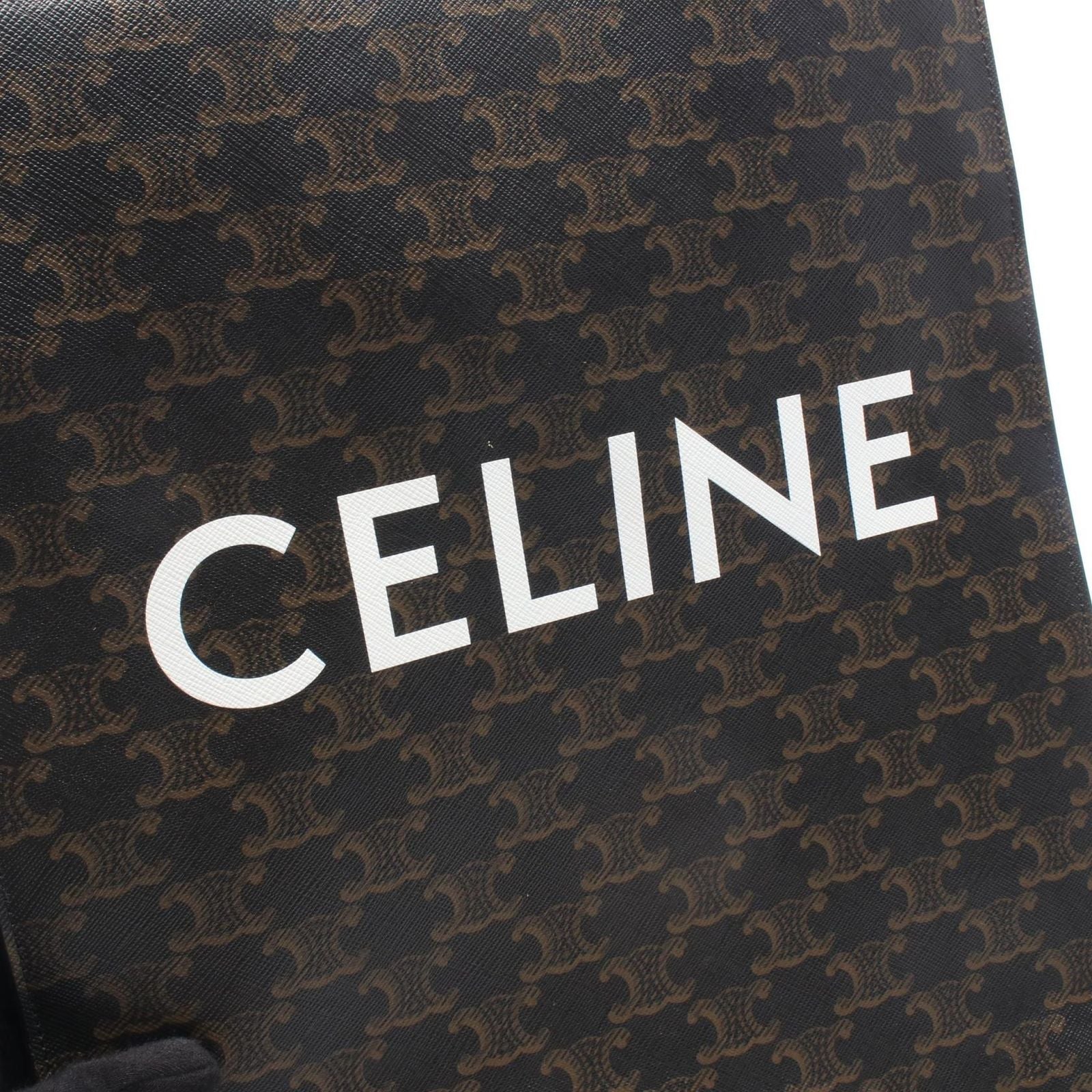 Celine Tote Bag Small Vertical Cabas Triomphe 2-Way Brown Black White Canvas — view 4