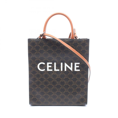 Celine Tote Bag Small Vertical Cabas Triomphe 2-Way Brown Black White Canvas