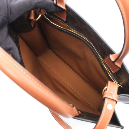 Celine Tote Bag Small Vertical Cabas Triomphe 2-Way Brown Black White Canvas — view 3