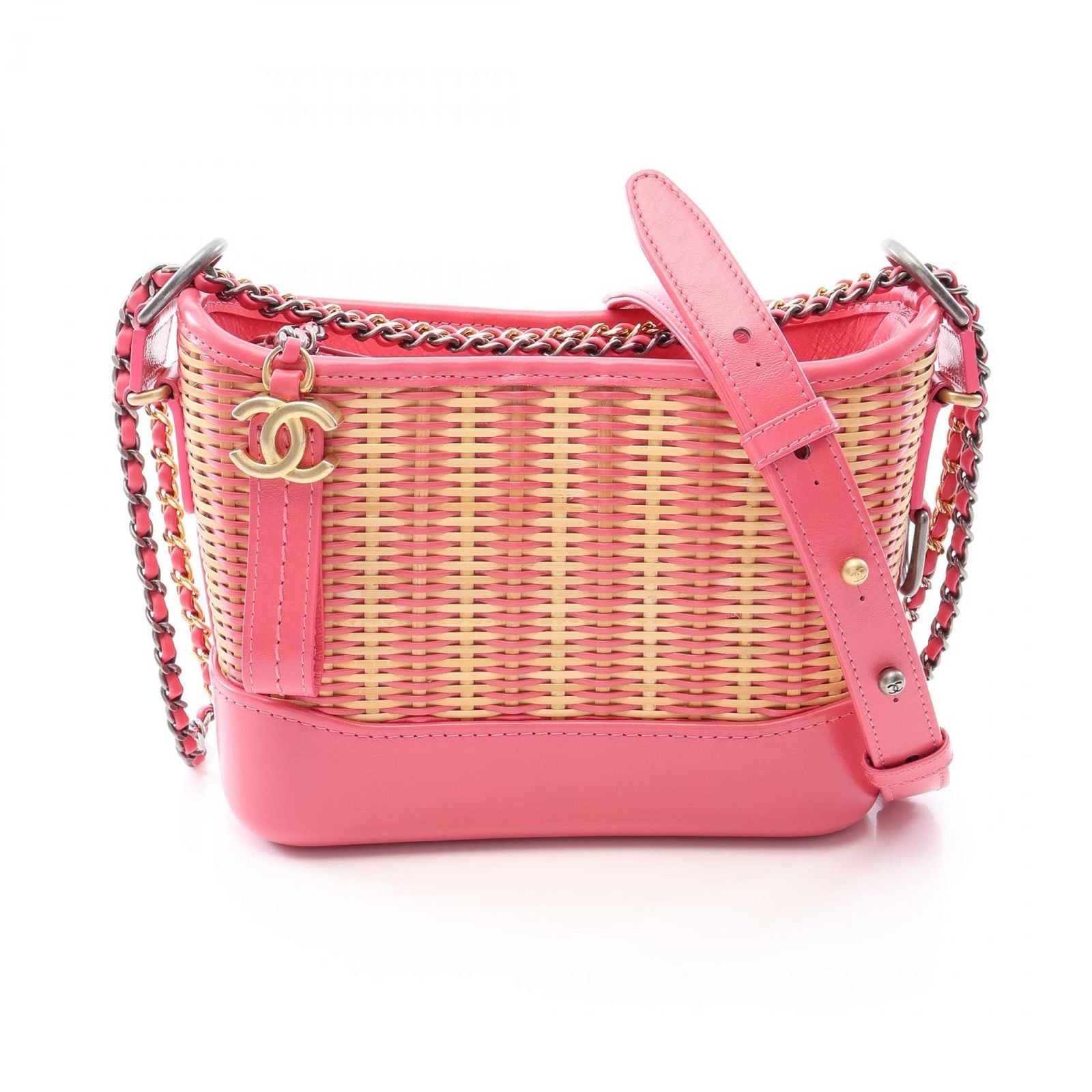 Chanel Shoulder Bag Gabriel de Small Hobo Pink Natural Leather Chain