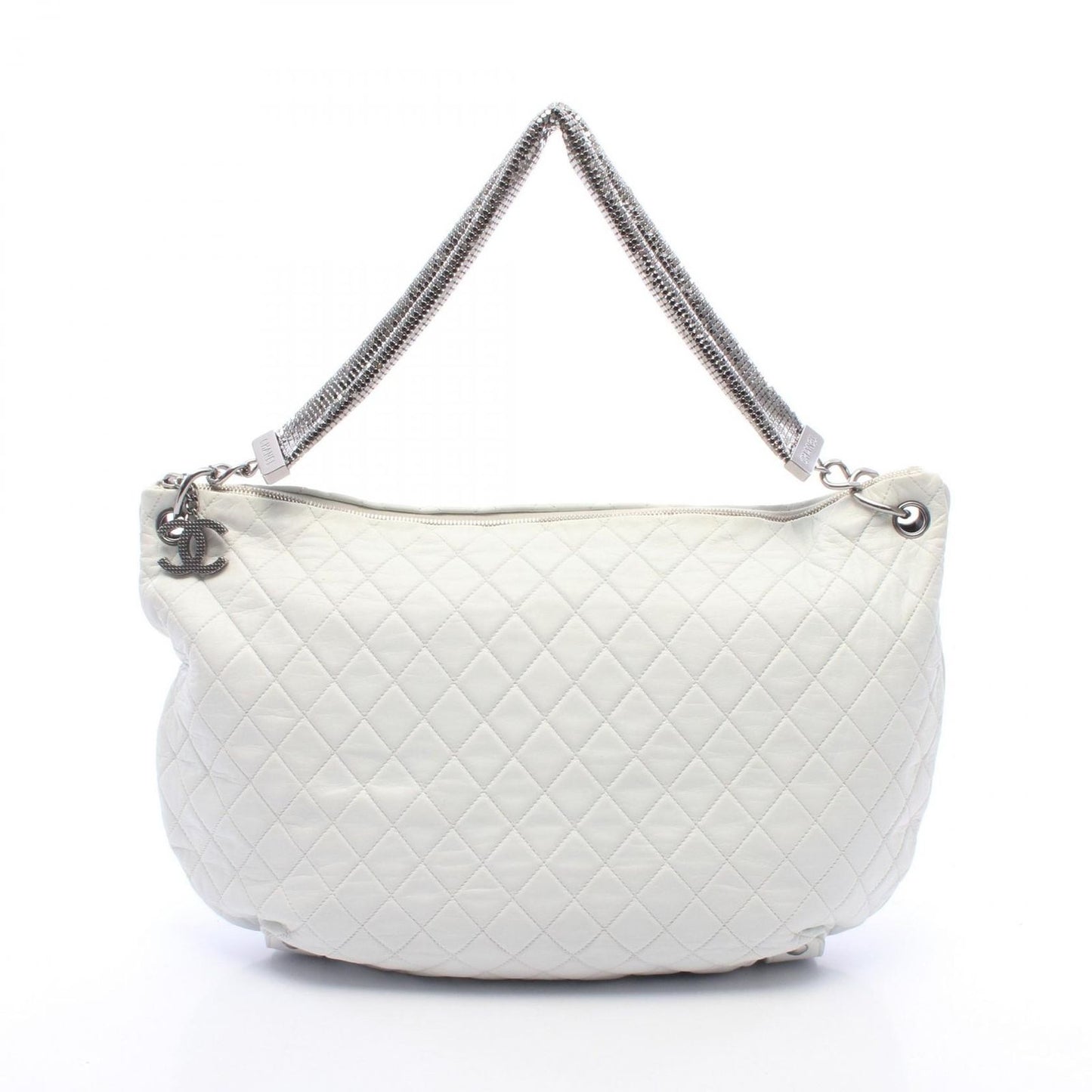 Chanel Shoulder Bag Quilted Off White Lambskin