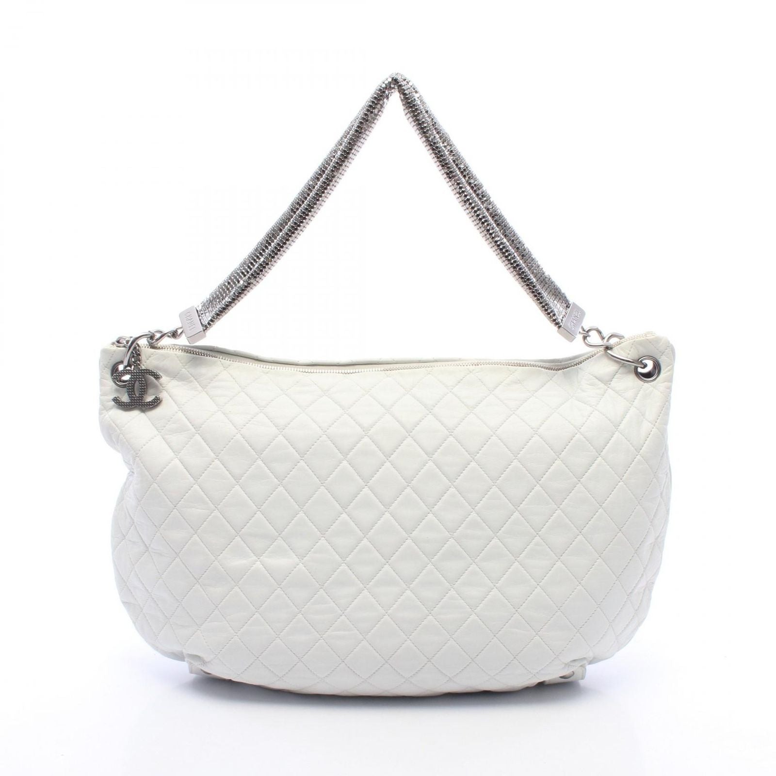 Chanel Shoulder Bag Quilted Off White Lambskin