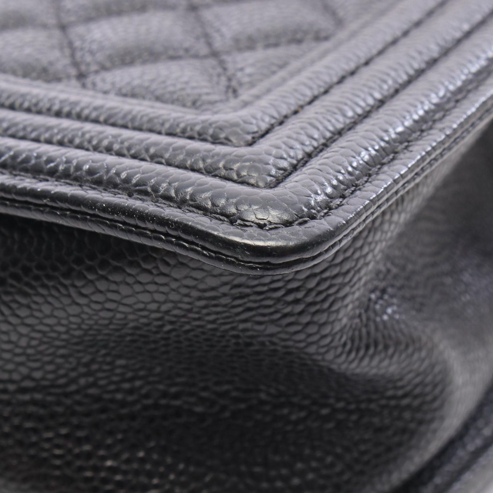 Chanel Shoulder Bag Boy Black Caviar Leather Boy Chain — view 6