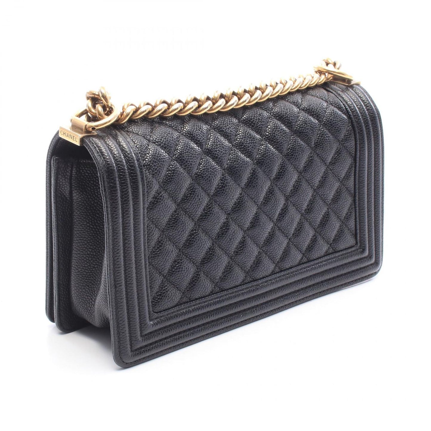 Chanel Shoulder Bag Boy Black Caviar Leather Boy Chain — view 2