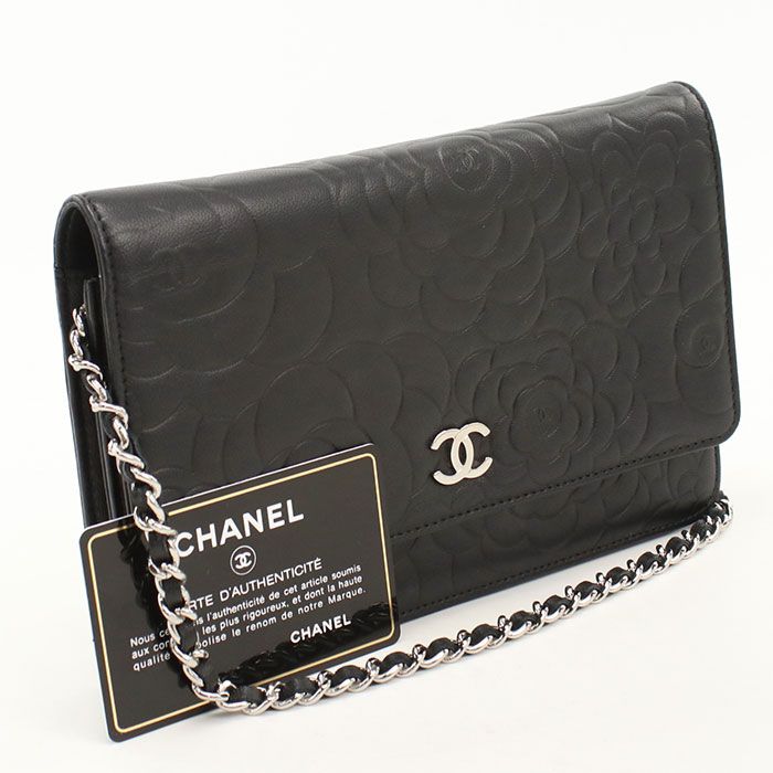 Chanel Camellia Chain Wallet Lambski Shoulder Bag