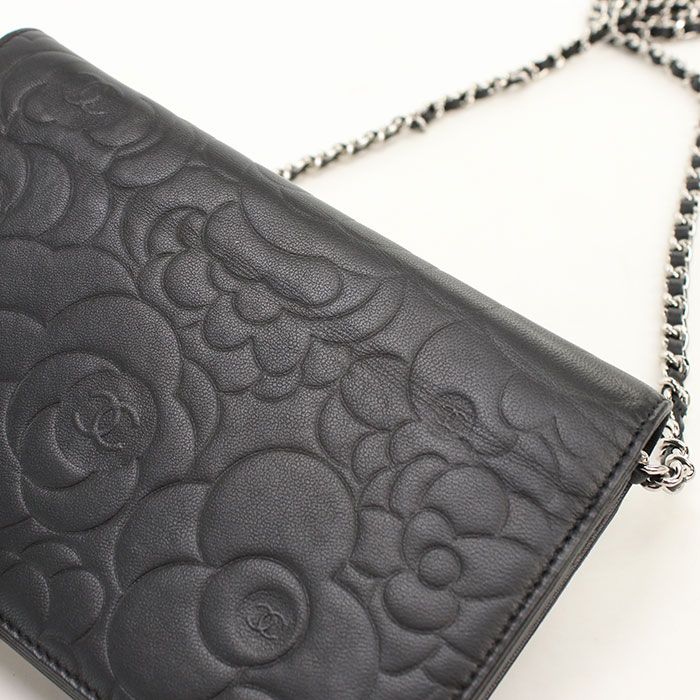 Chanel Camellia Chain Wallet Lambski Shoulder Bag — view 8