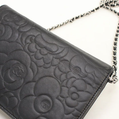 Chanel Camellia Chain Wallet Lambski Shoulder Bag — view 8