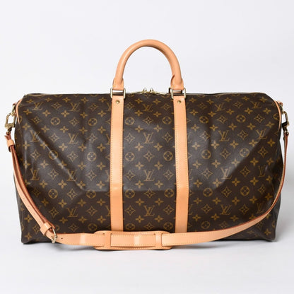 Louis Vuitton Monogram Keepall Bandouliere 55 2-Way Boston Bag Brown Canvas