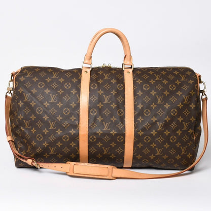 Louis Vuitton Monogram Keepall Bandouliere 55 2-Way Boston Bag Brown Canvas