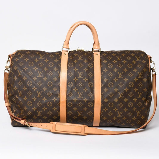 Louis Vuitton Monogram Keepall Bandouliere 55 2-Way Boston Bag Brown Canvas