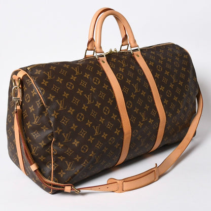 Louis Vuitton Monogram Keepall Bandouliere 55 2-Way Boston Bag Brown Canvas — view 3