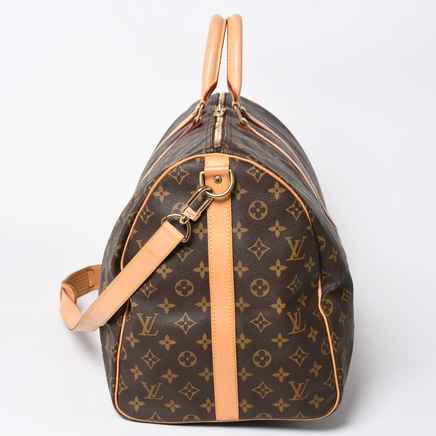 Louis Vuitton Monogram Keepall Bandouliere 55 2-Way Boston Bag Brown Canvas — view 4
