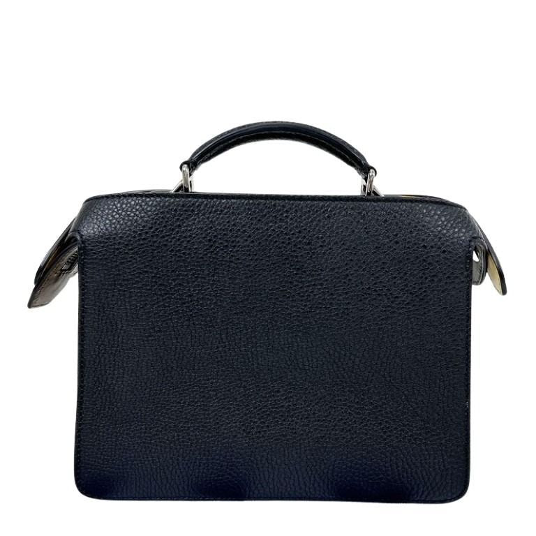 Fendi Selleria Peekaboo Icyu Small Black Leather 2-Way Shoulder Bag Silver — view 2