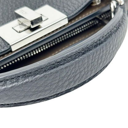 Fendi Selleria Peekaboo Icyu Small Black Leather 2-Way Shoulder Bag Silver — view 6