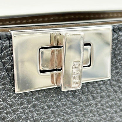Fendi Selleria Peekaboo Icyu Small Black Leather 2-Way Shoulder Bag Silver — view 5