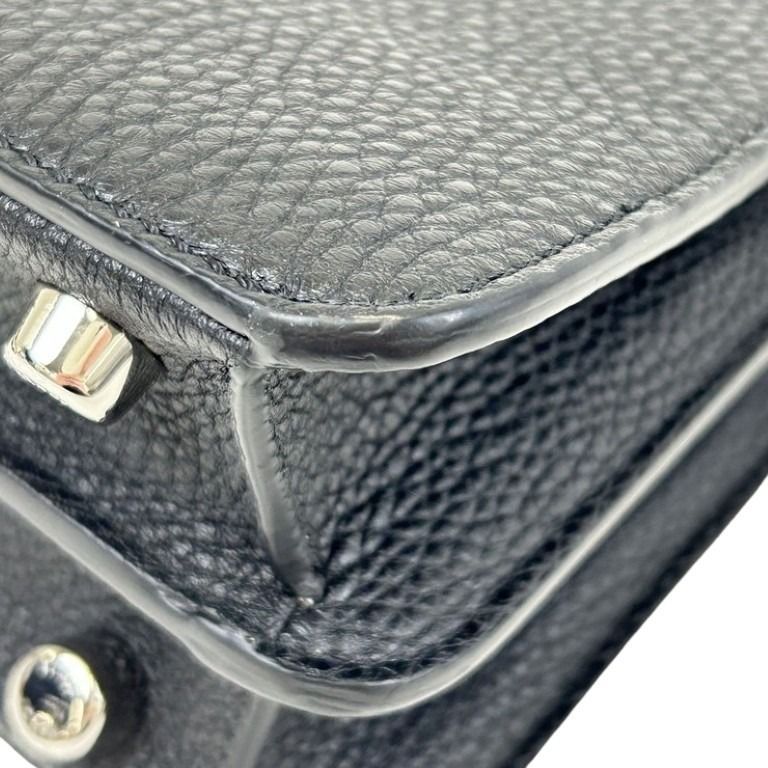 Fendi Selleria Peekaboo Icyu Small Black Leather 2-Way Shoulder Bag Silver — view 4