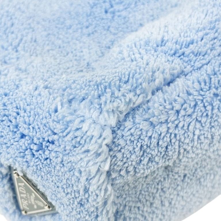 Prada Shearling Mini Tote Blue Pile 2-Way Shoulder Bag Silver — view 4