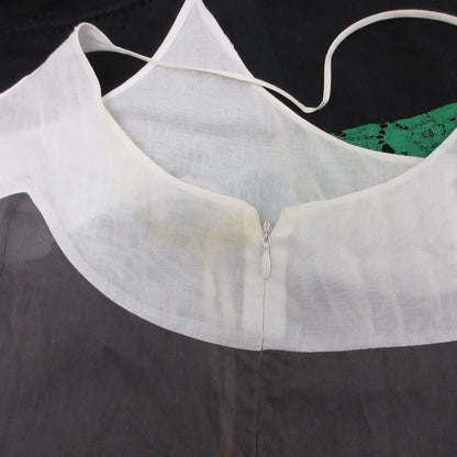Prada Dress Sleeveless Calfskin Long Lace Contrast Green Gray White — view 5