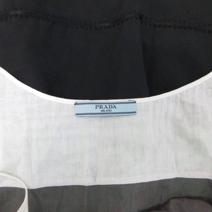 Prada Dress Sleeveless Calfskin Long Lace Contrast Green Gray White — view 7