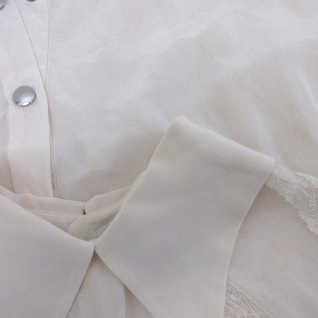 Miu Miu Silk Shirt Blouse Sleeveless Lace Snap Button — view 5