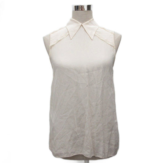 Miu Miu Silk Shirt Blouse Sleeveless Lace Snap Button