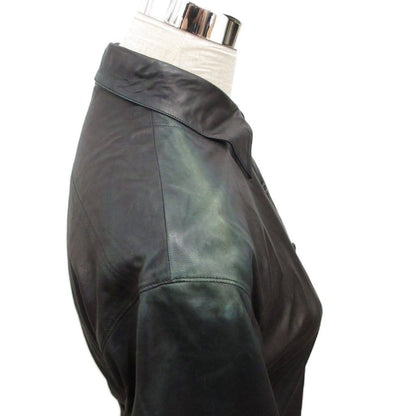 Prada Leather Shirt Long Sleeve Gathered Deformed Black 42 — view 6