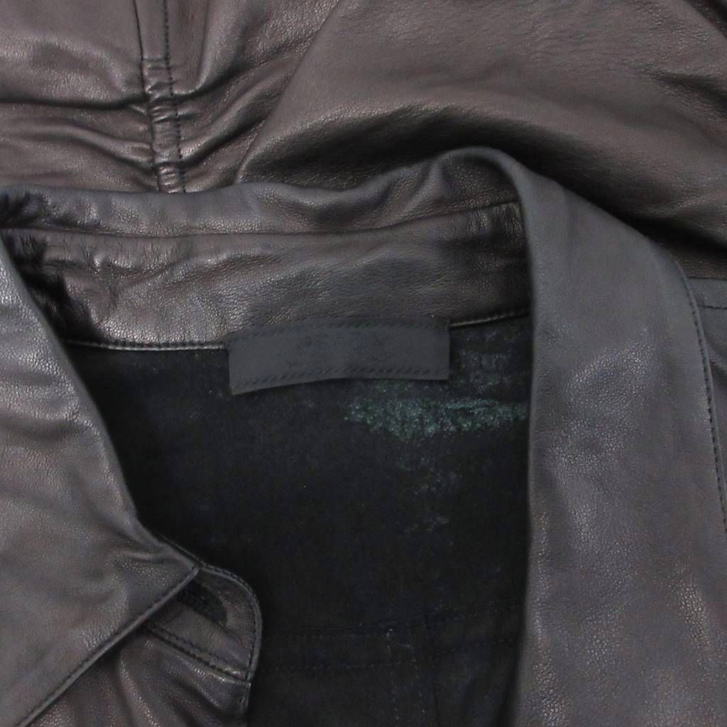 Prada Leather Shirt Long Sleeve Gathered Deformed Black 42 — view 7