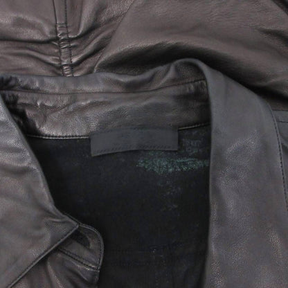 Prada Leather Shirt Long Sleeve Gathered Deformed Black 42 — view 7