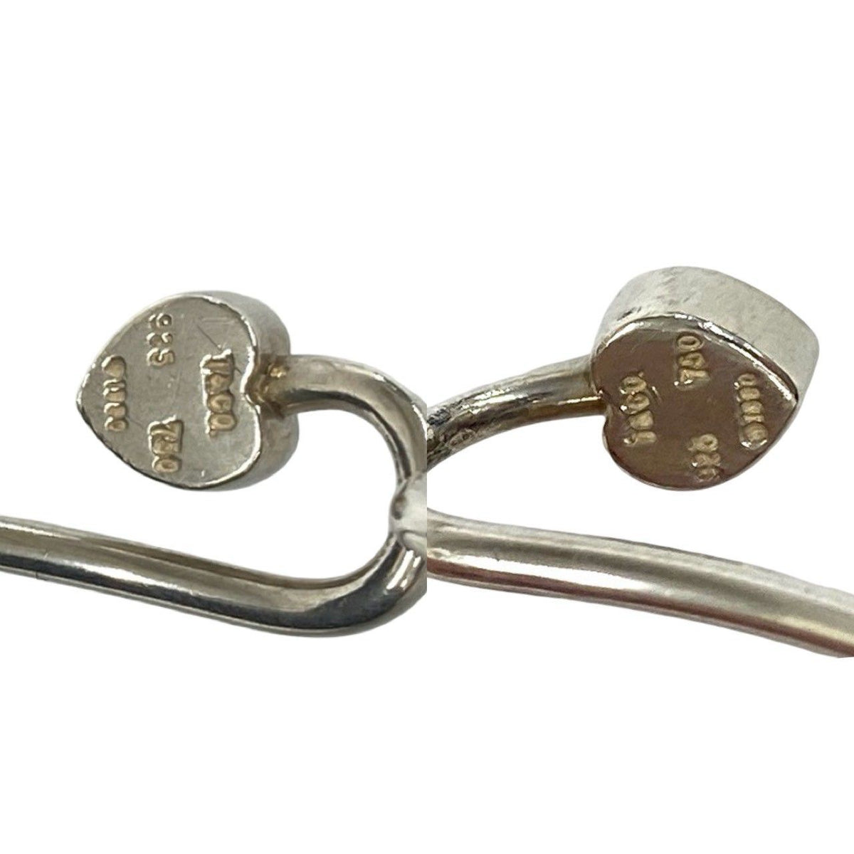 Tiffany & Co Vintage Solid Double Heart Hook Bangle Silver Gold Bracelet — view 3