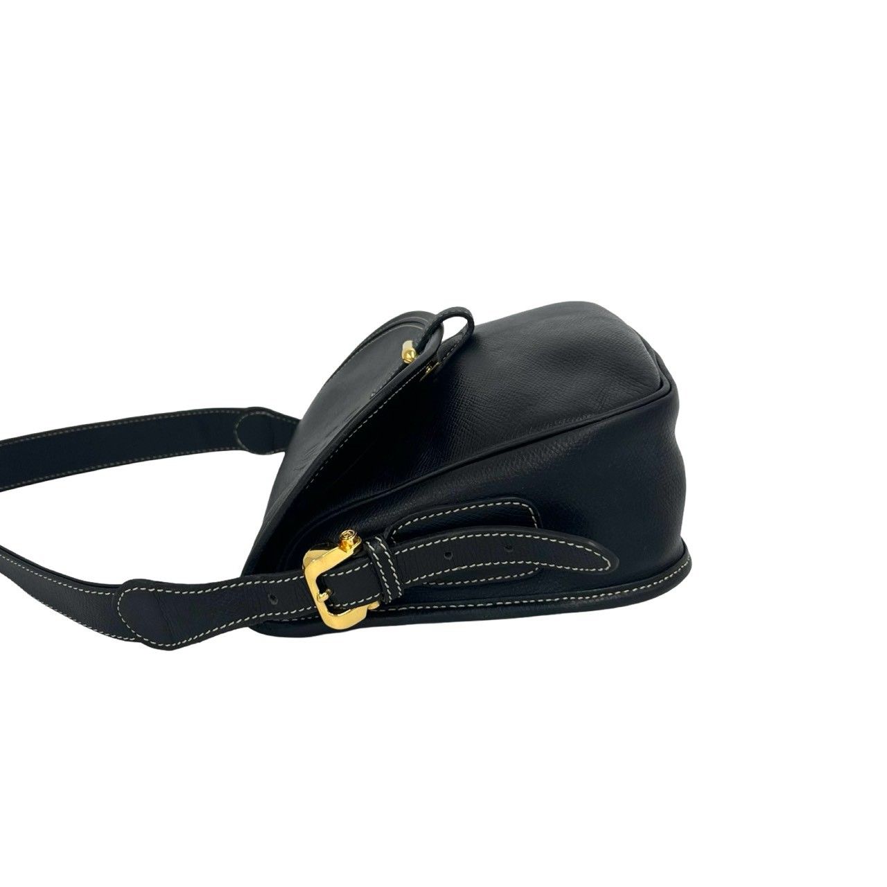 Loewe Vintage Anagram Logo Leather Shoulder Bag Black — view 5