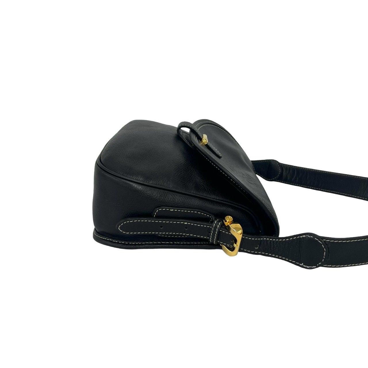 Loewe Vintage Anagram Logo Leather Shoulder Bag Black — view 6