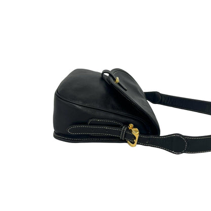 Loewe Vintage Anagram Logo Leather Shoulder Bag Black — view 6