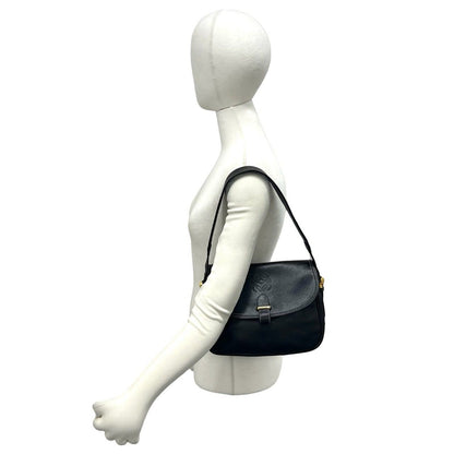 Loewe Vintage Anagram Logo Leather Shoulder Bag Black — view 2