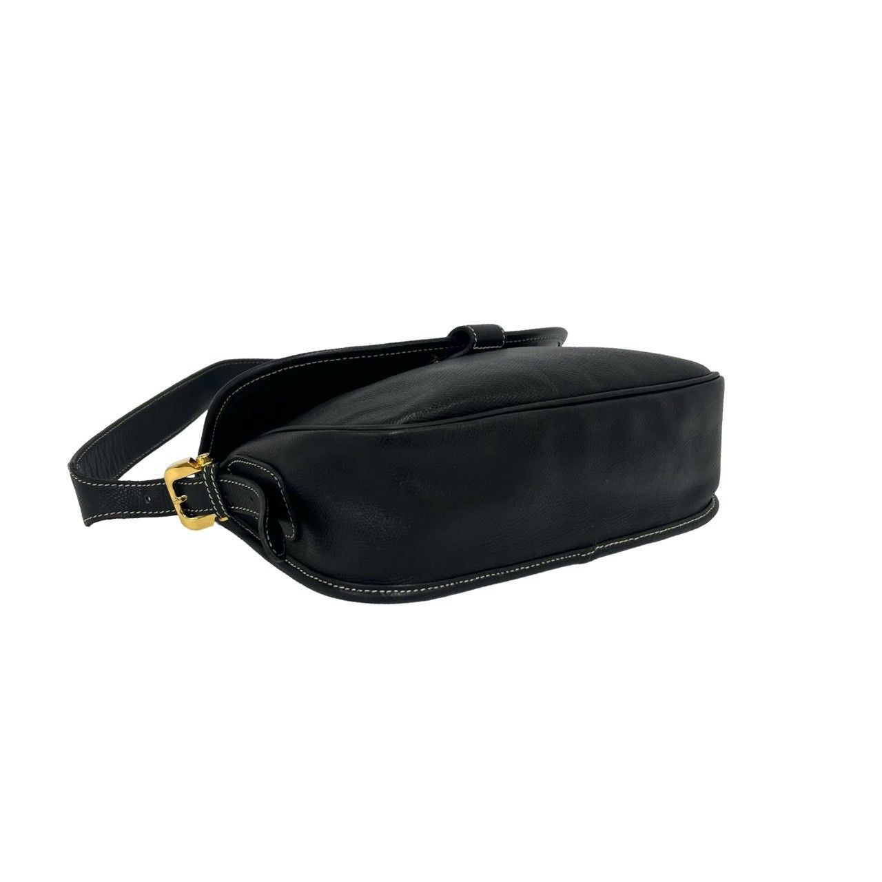 Loewe Vintage Anagram Logo Leather Shoulder Bag Black — view 7