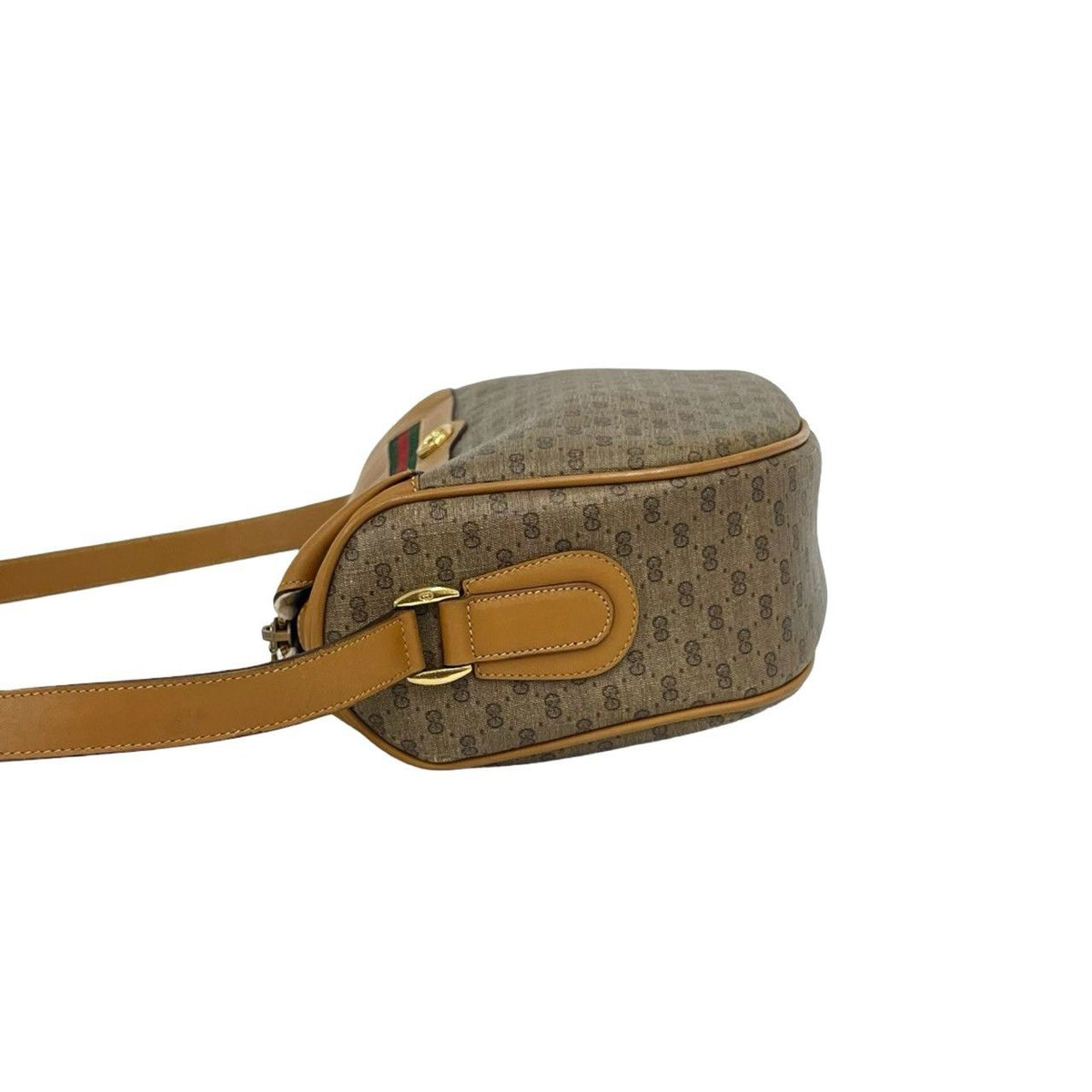 Gucci Vintage Sherry Line Micro GG Logo Leather Shoulder Bag Brown — view 5
