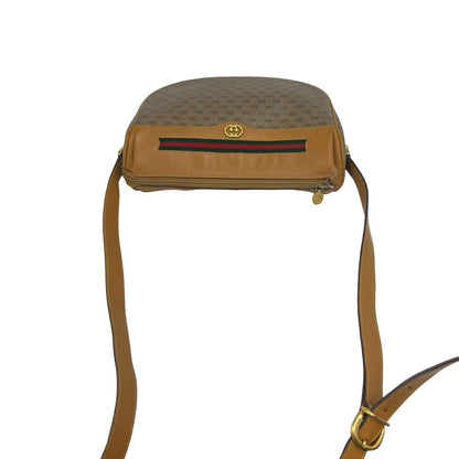 Gucci Vintage Sherry Line Micro GG Logo Leather Shoulder Bag Brown — view 4