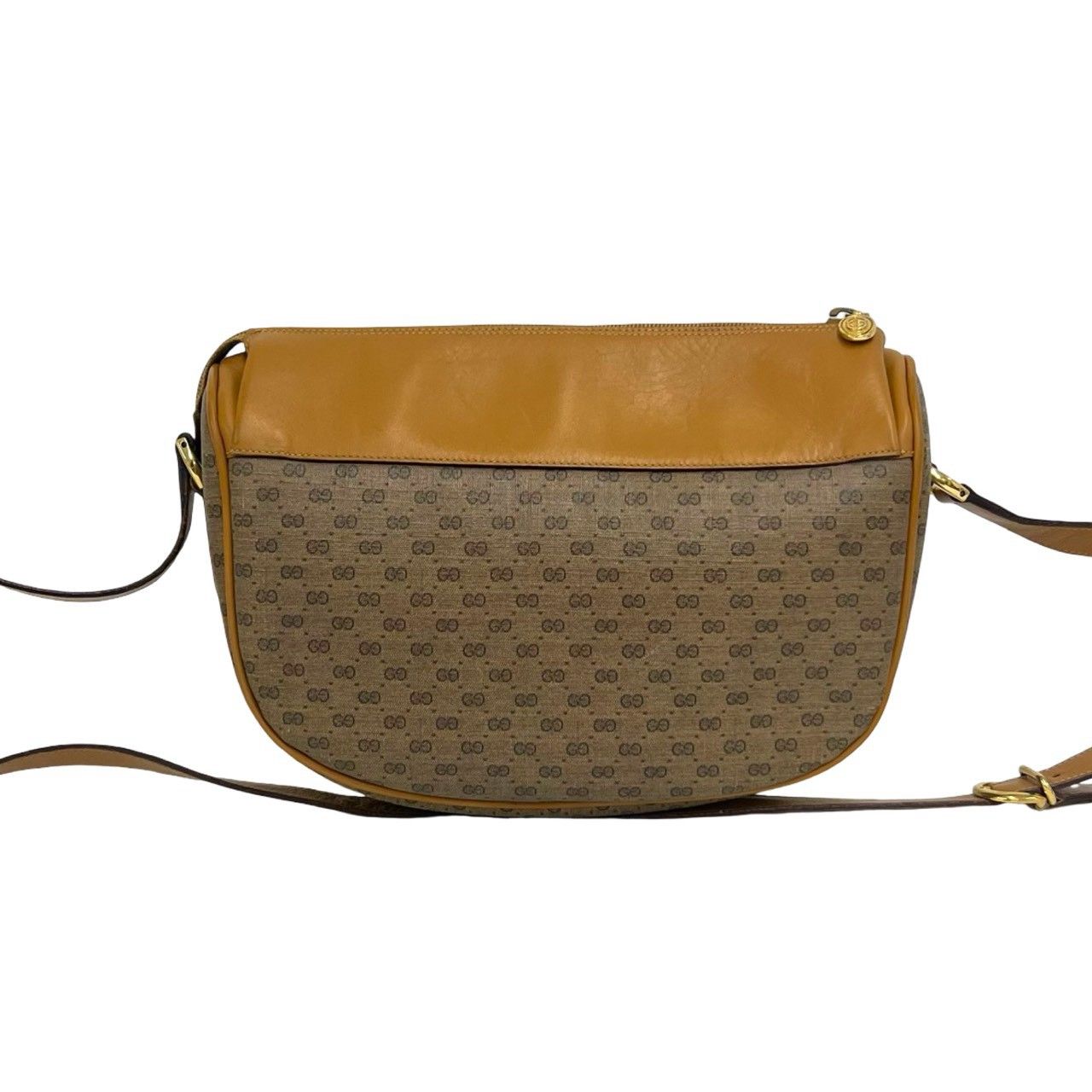 Gucci Vintage Sherry Line Micro GG Logo Leather Shoulder Bag Brown — view 3