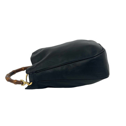 Gucci Vintage Bamboo Leather 2-Way Shoulder Bag Black — view 5