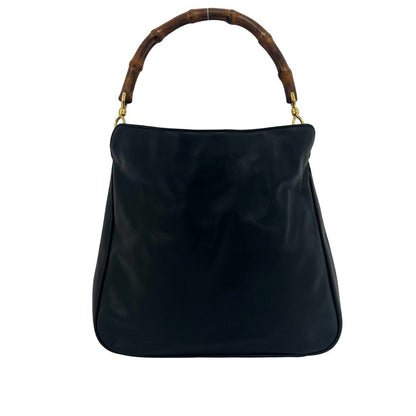 Gucci Vintage Bamboo Leather 2-Way Shoulder Bag Black — view 3
