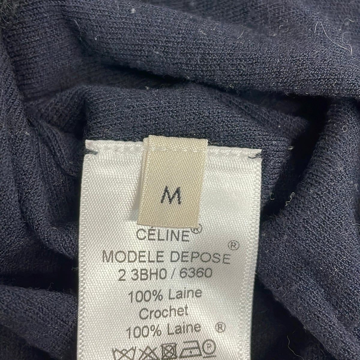 Celine Long Sleeve Sweater 2 Dark Navy Black Neck Fringe Braided Phoebe Philo M — view 5
