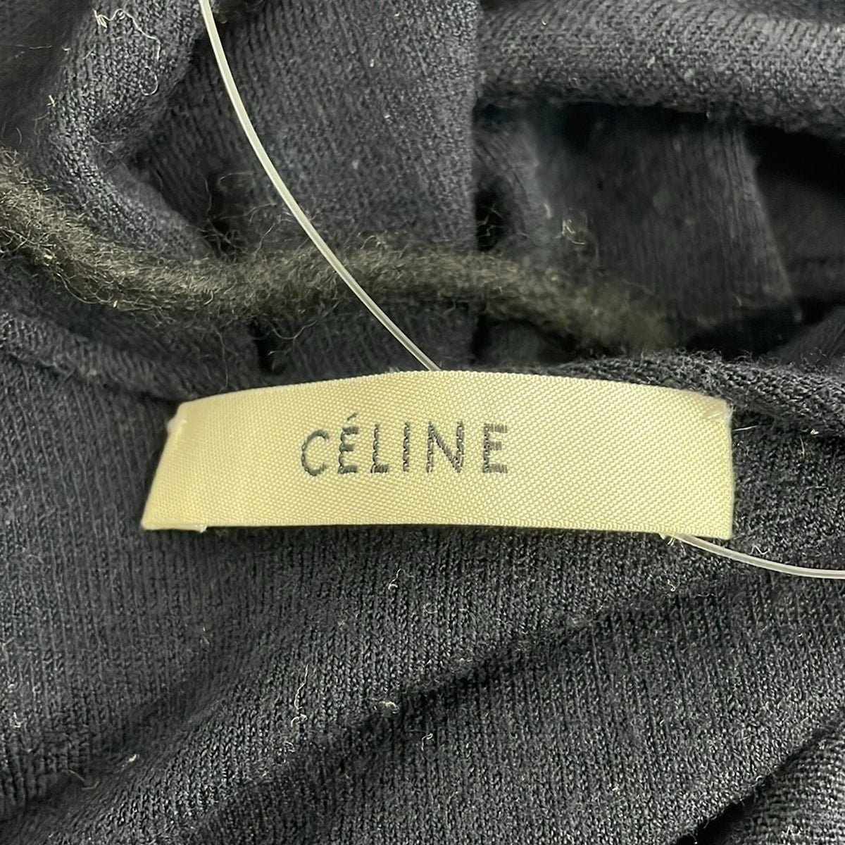 Celine Long Sleeve Sweater 2 Dark Navy Black Neck Fringe Braided Phoebe Philo M — view 3
