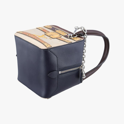 Louis Vuitton Square Navy Beige Yellow Monogram Trompe L'oeil Shoulder Bag — view 4
