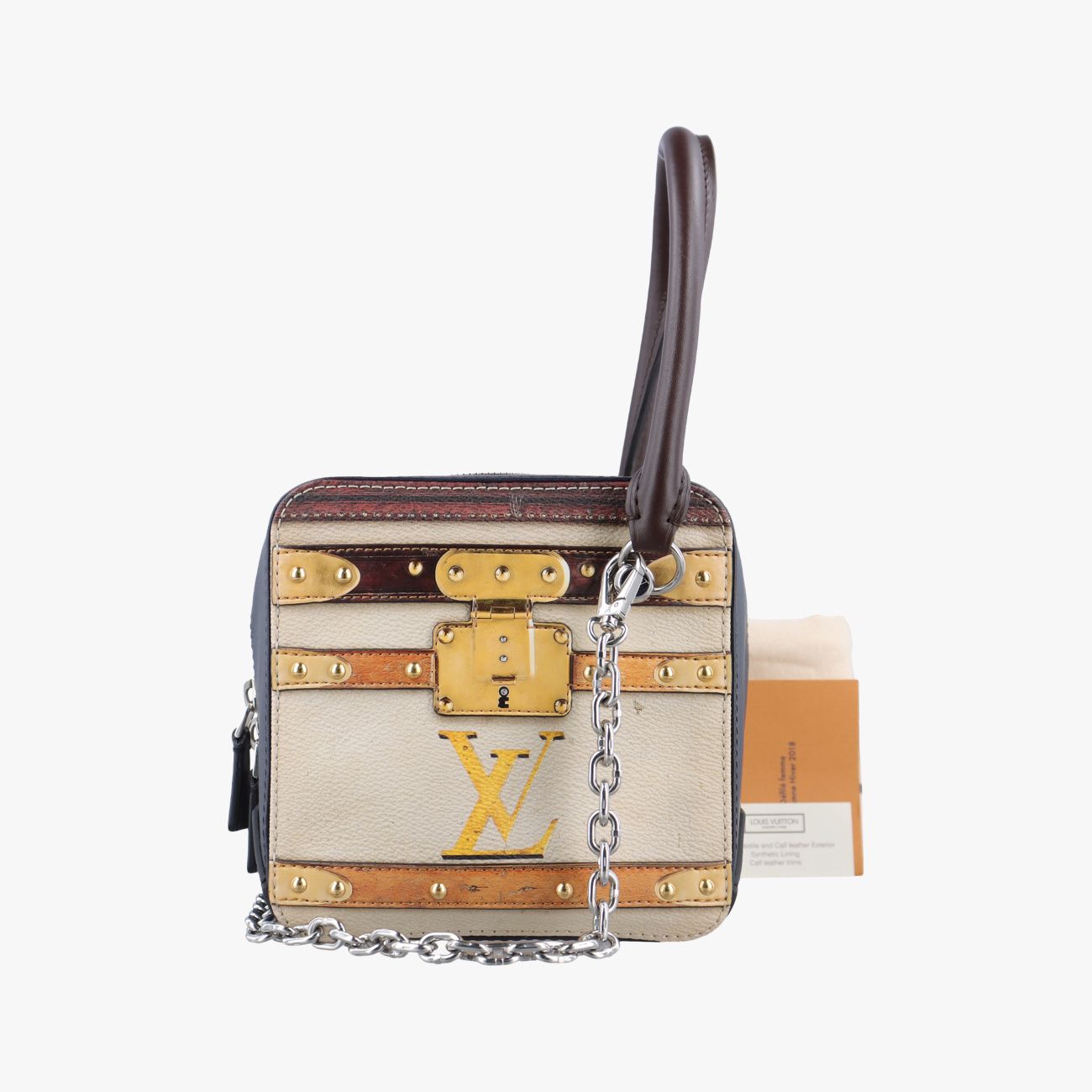 Louis Vuitton Square Navy Beige Yellow Monogram Trompe L'oeil Shoulder Bag