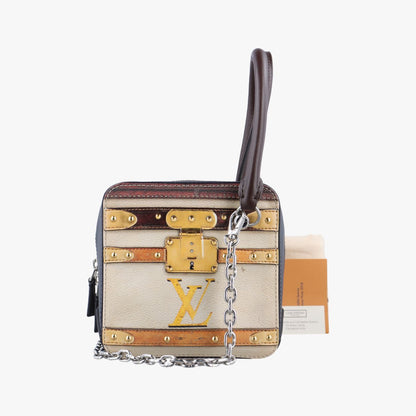 Louis Vuitton Square Navy Beige Yellow Monogram Trompe L'oeil Shoulder Bag