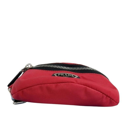 Prada Pouch Re-Nylon Arm Red Black Tessuto Nylon Triangle Logo Silver — view 3
