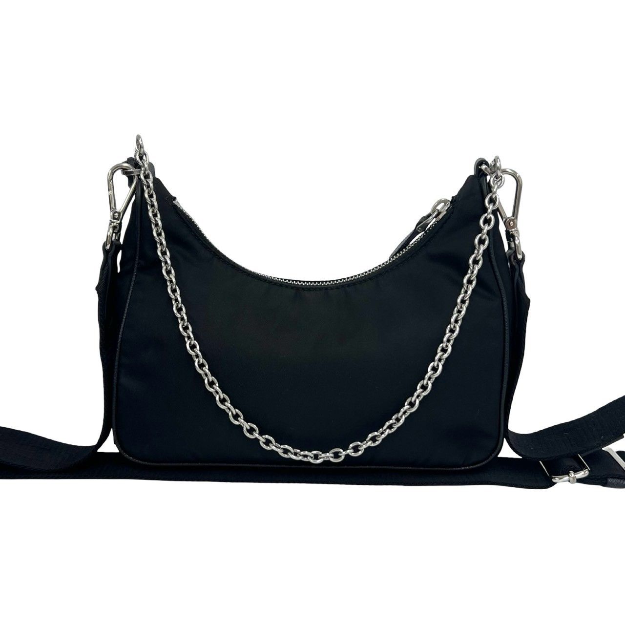 Prada Re Edition Triangle Logo Nylon Saffiano Leather 2-Way Chain Shoulder Bag — view 3