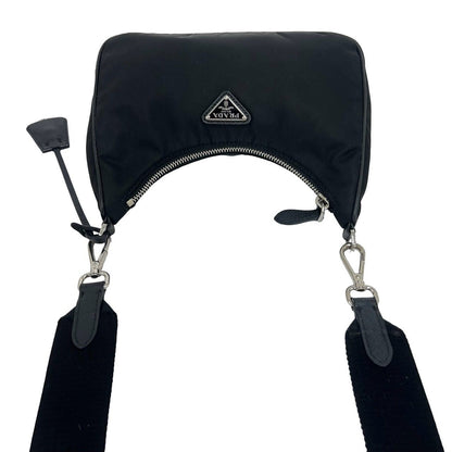 Prada Re Edition Triangle Logo Nylon Saffiano Leather 2-Way Chain Shoulder Bag — view 4